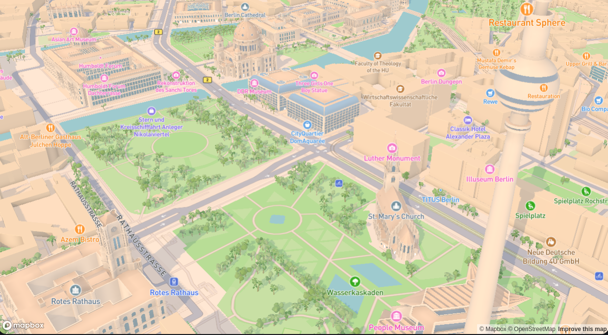 Mapbox-Kartenansicht der Pin Your Plate App mit gepinnten Orten